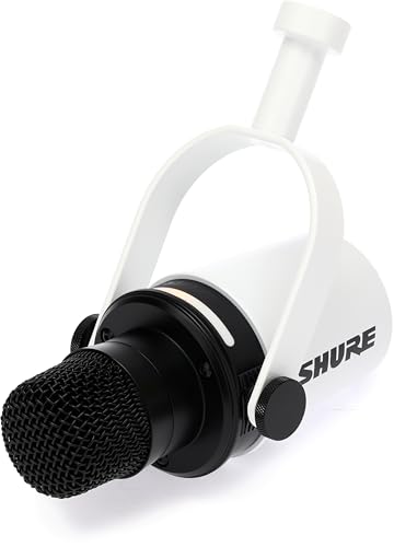 Image of Shure MV7+ Hybrid Podcast Microphone with Desktop Boom Stand - White