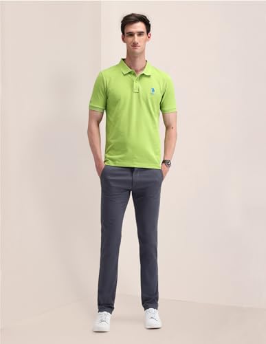 Image of U.S. Polo Assn. Men's Solid Polo Collar Half Sleeve Casual Cotton Slim Fit T-Shirts