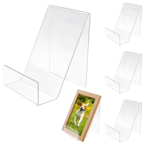 Présentoir Livre Transparent en Acrylique Épais et Résistant, 5 Porte Livres et Supports Livres Stables 7,5 x 8,5 x 10 cm, Chevalet Livre pour Bureau,...