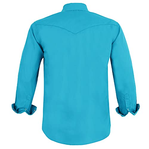 COEVALS CLUB Men's Western Cowboy Long Sleeve Pearl Snap Casual Work Shirts - Image 3