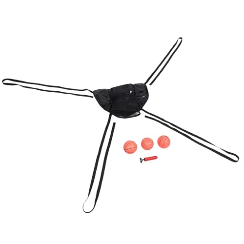 Panier de basket pour trampoline noir pliable complet avec 3 ballons et pompe