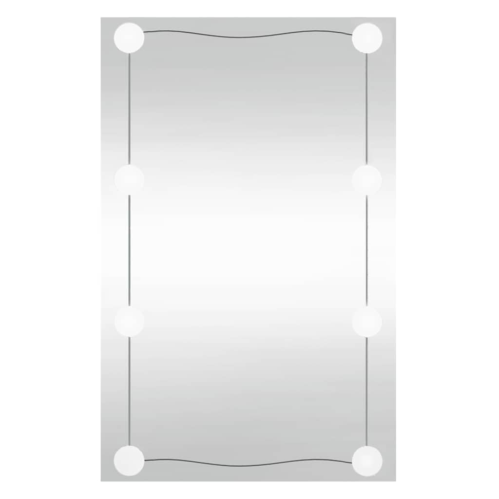 KGHFDVB Sleek Wall Mirror with LED Lights, 40x60 cm Glass Rectangle Vanity Mirror for Bedroom, Wall-Mounted Design with USB Interface and Adjustable Color Modes for Clear Reflection
