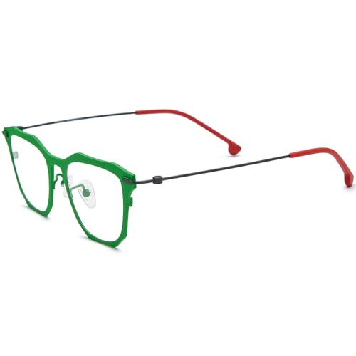 Image of FONEX Pure Titanium Glasses Frame Men Square Magnet Clip On Eyeglasses with Polarized Lens