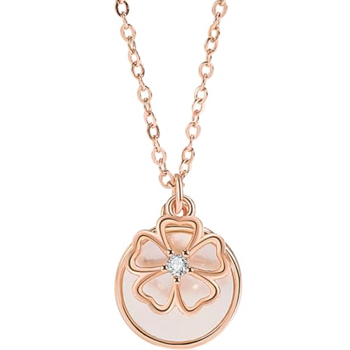 FOYTOKI Collar de Flores de Nácar Colgante de Cerezo, Cadena Delicada para Mujer, Collar de Joyas Elegante, Obsequio Adecuado para Niñas y Ocasiones Obsequios
