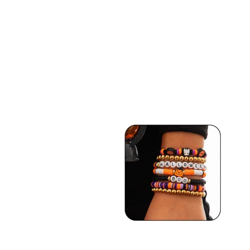 Stackable Halloween Bracelets - Pumpkin Spider Boo Clay Bead Bracelets for Women's Party Jewelry