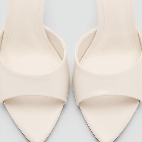 High Heel Mules for Women Slip On Open Pointed Toe Classy Patent Leather Stiletto Pumps Formal Slingback Mule Sandals Dress Walking Shoes4