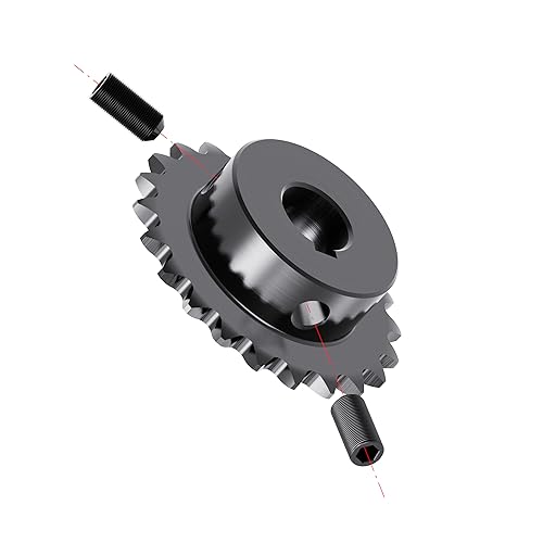 Image of 24 Tooth Roller Chain Sprocket B Type Hardened Teeth, 25 Chain Sigle Strand 1 /4-Inch Pitch, 12mm Bore Black Oxide C45 Carbon Steel, 5x2.3mm Keyway with Fasten Screws for 04C Chain