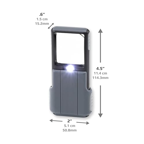 Carson MiniBrite LED Lighted Slide-Out Aspheric Magnifier with Protective Sleeve (PO-55), 5X, Gray by Carson - Image 4