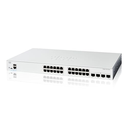 Cisco Switch Inteligente Catalyst 1200 24T 4G, GE de 24 Puertos, SFP GE 4x1, protección Limitada de por Vida (C1200 24T 4G)