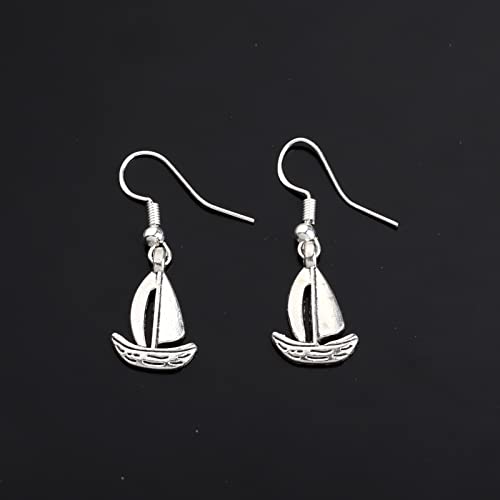 Lqri Sailboat Earrings Nautical Themed Sailboat Pendant Dangle Earrings Nautical Gifts Captain Gifts Sailor Gifts Sailing Beach Gift (Silver) #TOP4