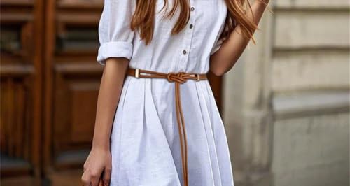 Rfmfkkg Buckle Leather Skinny Waist Belt For Women Dresses Self-Tie Waistband Knotted Decoration Small Belt3