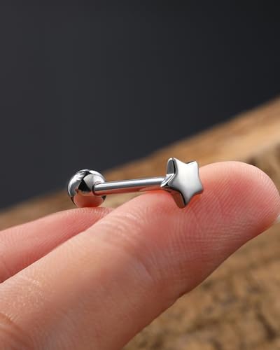 Jewseen G23 Implant Grade Titanium Tongue Piercing Jewelry Heart Tongue Rings Internally Threaded Tongue Barbell for Women Men3