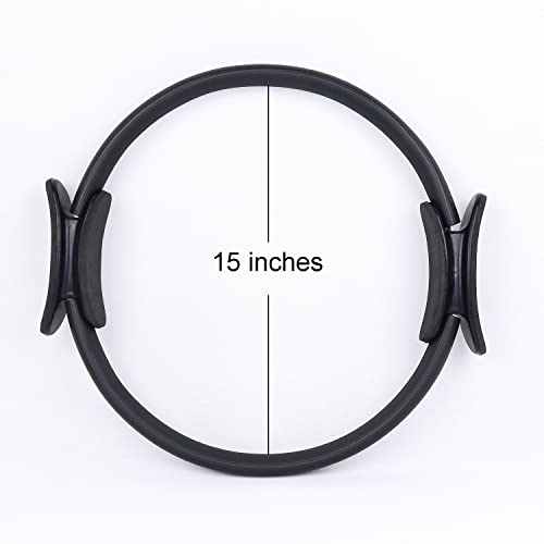15 Inch Pilates Ring Yoga Ring - Magic Fitness Circle For Toning Inner & Outer Thighs, Bonus Workout Guide Included, Black #TOP1