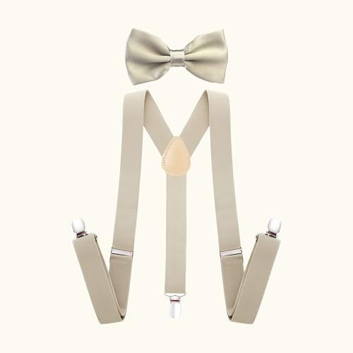 Image of BABEYOND 1920s Mens Gatsby Gangster Accessories Set Panama Hat Suspender Bow Tie