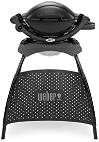 Weber Q1000 Gas Grill Barbeque with Stand | BBQ Grill & Char Griller | Cast Aluminium Lid Cover & Body | Portable Premium Classic Free-Standing Gas BBQ - Black (50010374)