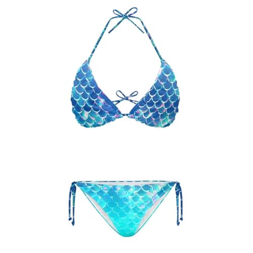 Bikini Set for Women Two Piece Swimsuit Adjustable Spaghetti Straps Swimwear Color Block Halter Bathing Suit