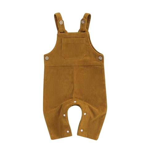 Emmababy Western Corduroy Overalls Baby Boy Girl Duck Jumpsuit Infant Winter Romper Suspender Pants Overalls with Pockets