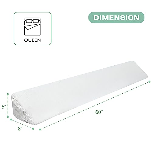 Sunyrisy King Size (76"×8"×6") Bed Wedge Mattress Wedge Pillow Gap Filler, Headboard Pillow To Fill The Gap (0-5.5'') Between Your Headboard And Mattress (White, Bamboo Polyester) #TOP3