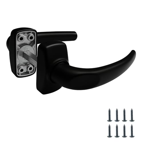 Sivenci - Jeu de Poignées de Porte en Aluminium Noir avec Cache-Vis Rotatif - Design Moderne Ambidextre à Vis Invisibles - Idéal pour Portes Intérieures,...