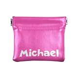 Custom Fashion Pink Mini Spring Top Closure Purse Pouch with Text - Durable Square Mini Change Purse for Coins, Cash and Lipsticks 4.3