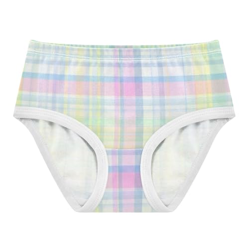 Cotton Girls Underwear Toddlers Pastel Plaid Soft Colors Pink Panties Little Girl Fun Undies Kids Briefs 2t