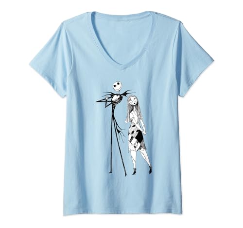 T-shirt Disney L'Étrange Noël de Monsieur Jack col V femme noir