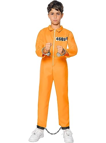 Funidelia | Disfraz de convicto Naranja para niño Ladrón, Preso, Delincuente, Profesiones - Disfraz para niños y Divertidos Accesorios para Carnaval y Halloween - Talla 3-4 años - Naranja