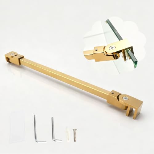 Barra de Soporte Cuadrada para Vidrio de Mampara de Ducha con Tornillos, Barra Estabilizadora Ajustable para Baño, Brazo de Soporte Robusto y Fijo para Vidrio de Ducha(Gold,22in(55cm))