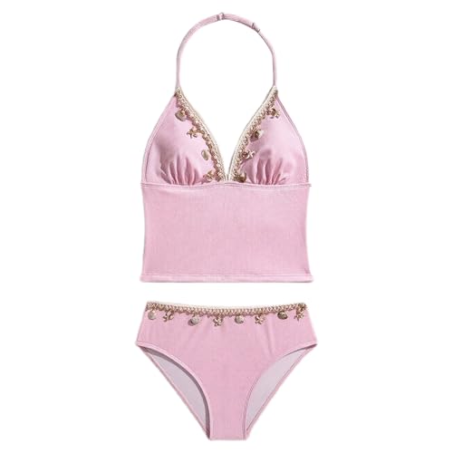 Bikini deux pièces filles haut triangle col montant finitions soignées