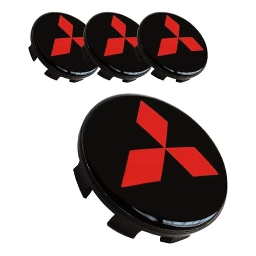 YYWWB 4pcs Car Wheel Hub Center Caps Cover for Mitsubishi 55mm Wheel Metal Emblem Badge Logo Rims Center Cap Covers Exterior Decorations Accessories