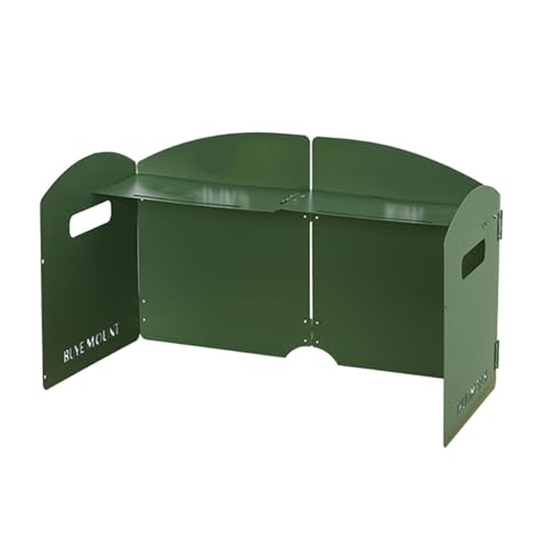 MoSundi Parabrisas plegable de acero para camping, quemador resistente al viento de 3 lados con bolsa de almacenamiento portátil, compatible con estufas de gas, 4 placas, color verde
