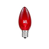 Novelty Lights, Inc. C7-5C-RE Ceramic Outdoor Patio Party Christmas Replacement Bulbs, Red, 25 Pack