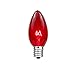 Novelty Lights 25 Pack C7 Outdoor String Light Ceramic Christmas Replacement Bulbs, Red, C7/E12 Candelabra Base, 5 Watt