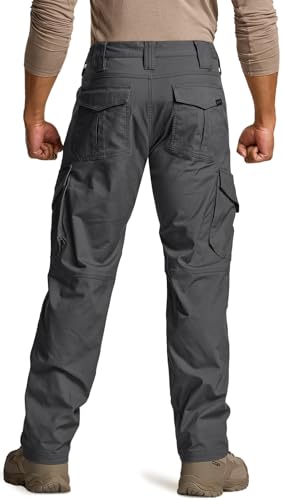 Image of CQR Men's Flex Ripstop Tactical Pants, Water Resistant Stretch Cargo Pants, Lightweight EDC Hiking Work Pants