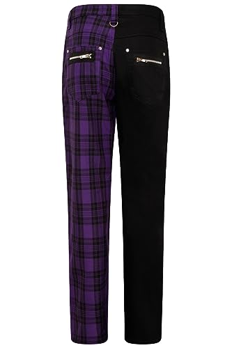 Ro Rox Split Trousers Check Tartan Unisex Plaid Pants Emo Punk Gothic Half Half2
