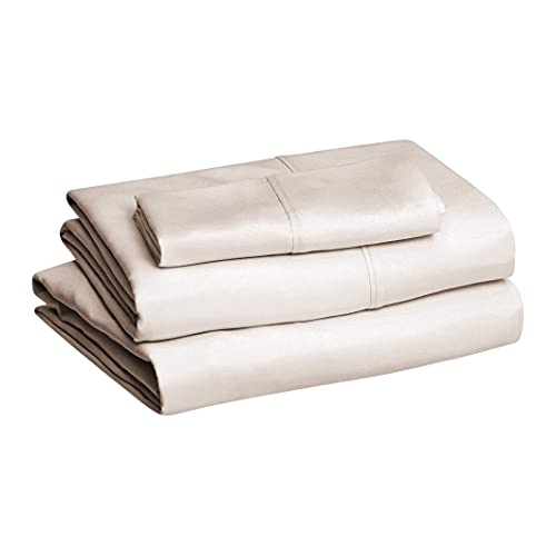 Image of Amazon Basics Lightweight Super Soft Easy Care Wrinkle-Free Breathable Brushed Microfiber 3-Piece Bed Sheet Set with 14-Inch Deep Pockets, Twin, Taupe, Solid