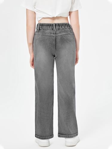 Vaqueros elásticos de niña Haloumoning pantalones rectos cómodos 2