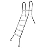 ZOVAR Poolleiter für teilversenkte & teileingelassene Becken mit Plattform, V2A Edelstahl, 5+1 Anti-Rutsch-Stufen, bis 150 cm Beckentiefe, Halbhochbecken