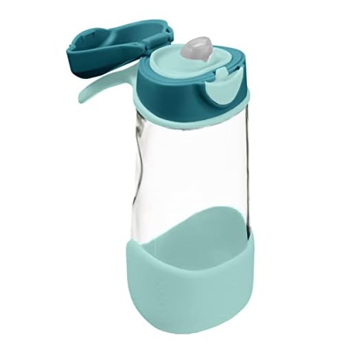 b.box 15oz Sport Spout Bottle: Kids Water Bottle with Durable Tritan. Silicone Spout with Flip Top Lid, Leak Proof, Spill Proof, BPA Free (Emerald Forest, 15 oz)