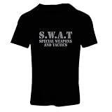 lepni.me T-Shirt Femme SWAT - Équipe spéciale des Armes et des Tactiques des États-Unis - Équipement Militaire (L Noir Argent)