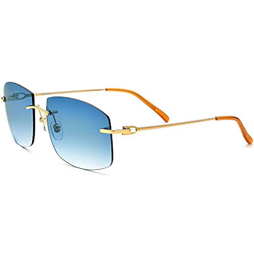 Image of HEPIDEM Rimless Rectangle UV400 Oversize Square Sunglasses for Men with Nylon Lens