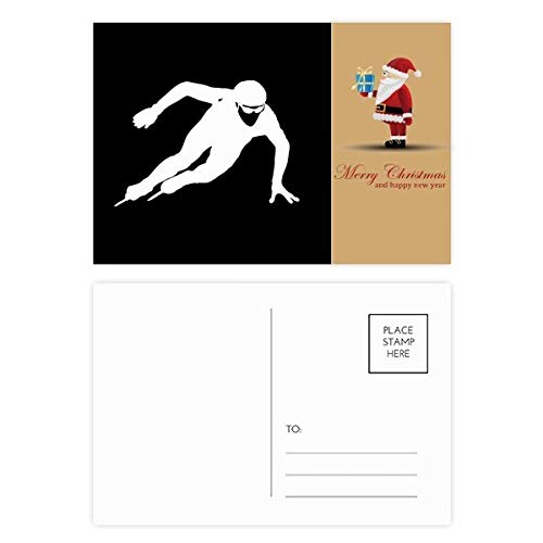 Cartes postales Père Noël patinage noir lot de 20 idéal pour vos cadeaux