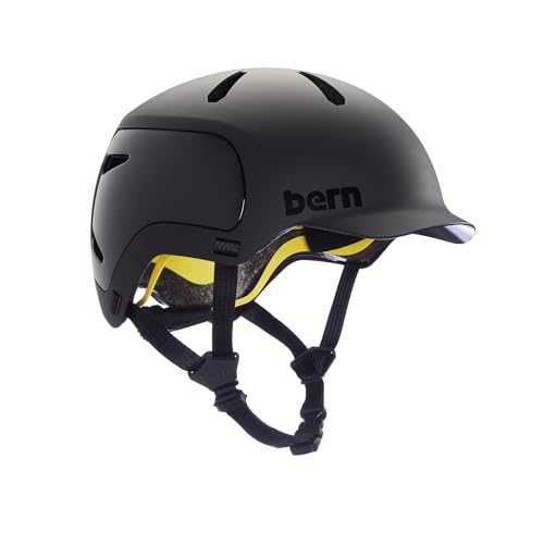 Bern Watts 2.0 Adult Bicycle Helmet - Brim Style - Multisport Certified - MIPS Rotational Impact Protection - Adjustable Bike Helmet for Biking, Skating and Boarding - Small Matte Black Helmet