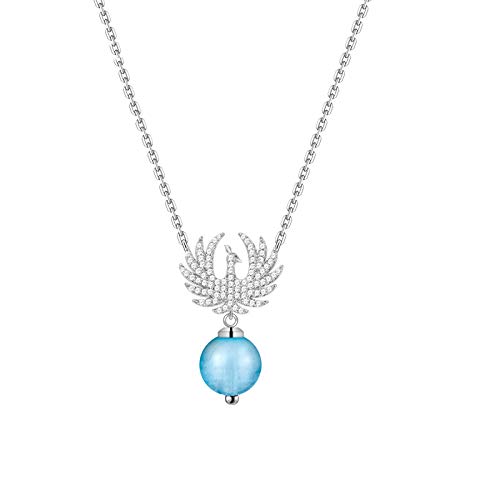 TTDGYYXW Phoenix Halskette Damen Sterling Silber Schlüsselbeinkette Malachit Eleganter Anhänger