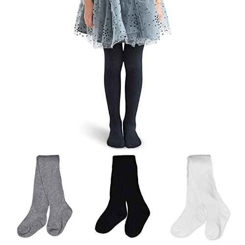 Girls' Tights Cable Knit pantyhose Soft Cotton Stocking Stylish Leggings for Girls Aged 1-10,3/6 Pack