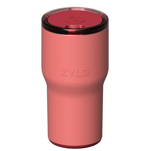 Zylo Premium 16oz Cozy Cup - Insulated Stainless Steel Water Bottle Tumbler – Eco-Friendly Magnetic Glide Cap Travel Cup for Gym, Hiking, Office & Outdoor –12hr Hot/24hr Cold - Pink Algae