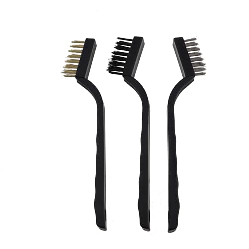 Image of 6PCS Cranked Wire Scraper Toothbrush Stainless Steel and Brass Brushes Black Scratch Brush Cleaning Brush Industrial Brush for Cleaning Unfinished Metal Part and Grease