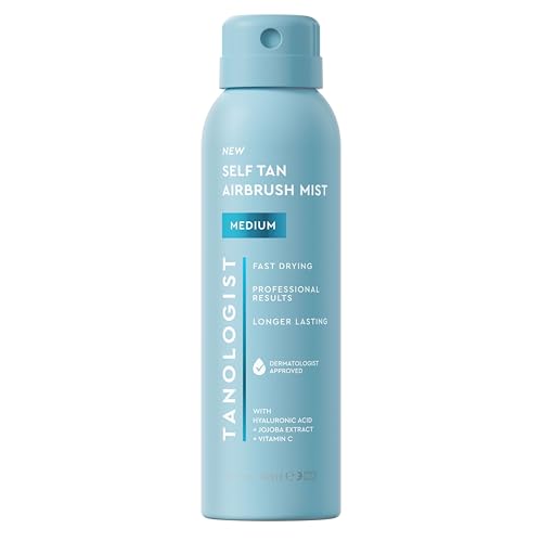 Tanologist Medium Self Tan Airbrush Mist, Spray At Home, Self Tanning Mist, 360 Application, Quick Drying & Streak-Free, No Fake Tan Smell Or Orange Tone, Vegan, 5 fl. oz/148 ml Bottle
