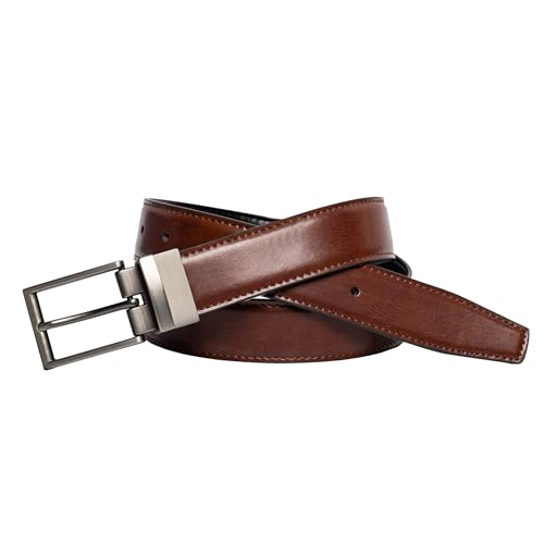 Vince Camuto Belts Men | Reversible Tan to Black Belt with Edge Stitch Detailing a Gun Metal Finish Belt Buckle3