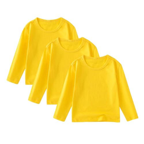 3 Pack Girls Boys Long Sleeve Shirts Toddler Kids Cotton T-Shirt Basic Crew Neck Top Solid Color Tees Casual Tshirt2